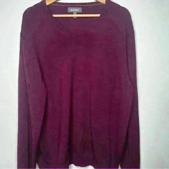 Bonobos Purple Extra Fine 100% Merino Wool V Neck Standard Fit Sweater XL - Picture 2 of 5